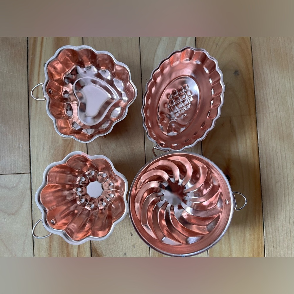 Mini Vintage Copper Baking Molds Set